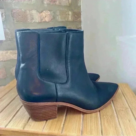 Sole Society Black Leather Cowboy Booties - Size 11M / 43 - Lolanna Pointed Toe - Picture 8 of 12